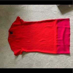 Red and pink shift dress